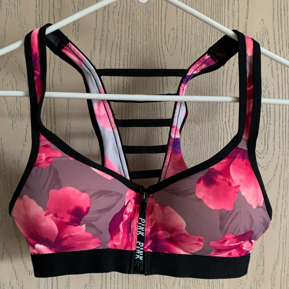 Pink Victoria’s Secret zip sports bra